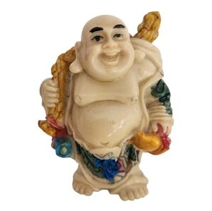 Laughing Buddha Figurine Hand-Painted Resin Feng Shui Asian Decor Mini Statue
